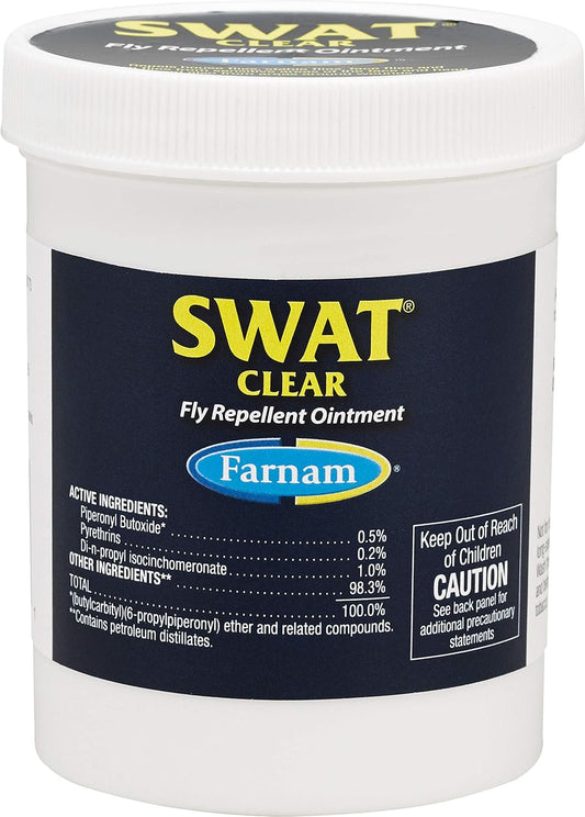 Farnam SWAT Clear Fly Repellent Ointment seven ounce jar front view