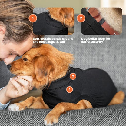 Suitical dog cone alternative full body wound protection clothing