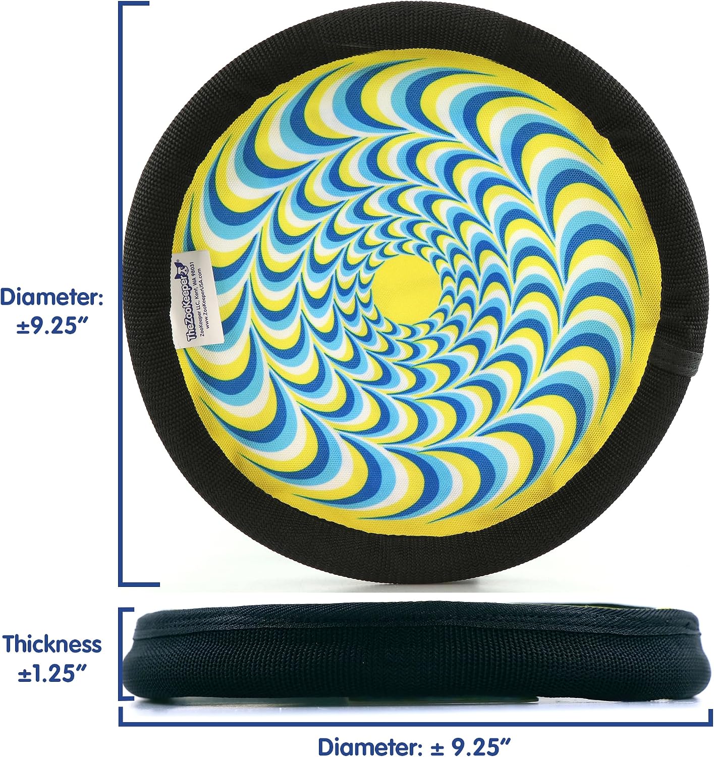 Blue ZooBee floating flying disc for dogs on grass