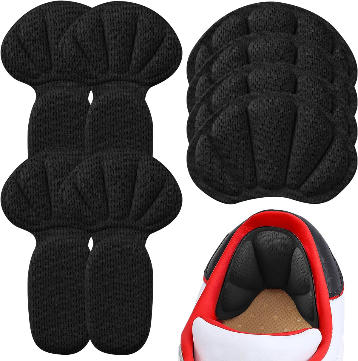 SUMBLIME Adhesive Back of Heel Cushion Pads front view black color