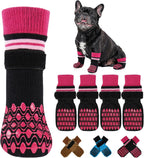 Kuoser Non Slip Dog Socks for Hardwood Floors, 4Pack Anti-Slip Dog Grippy Socks to Prevent Licking Paws, Dogs Booties Paw Protectors with Double-Sided Traction for Small Medium Large Senior Dogs, XS - Image 12