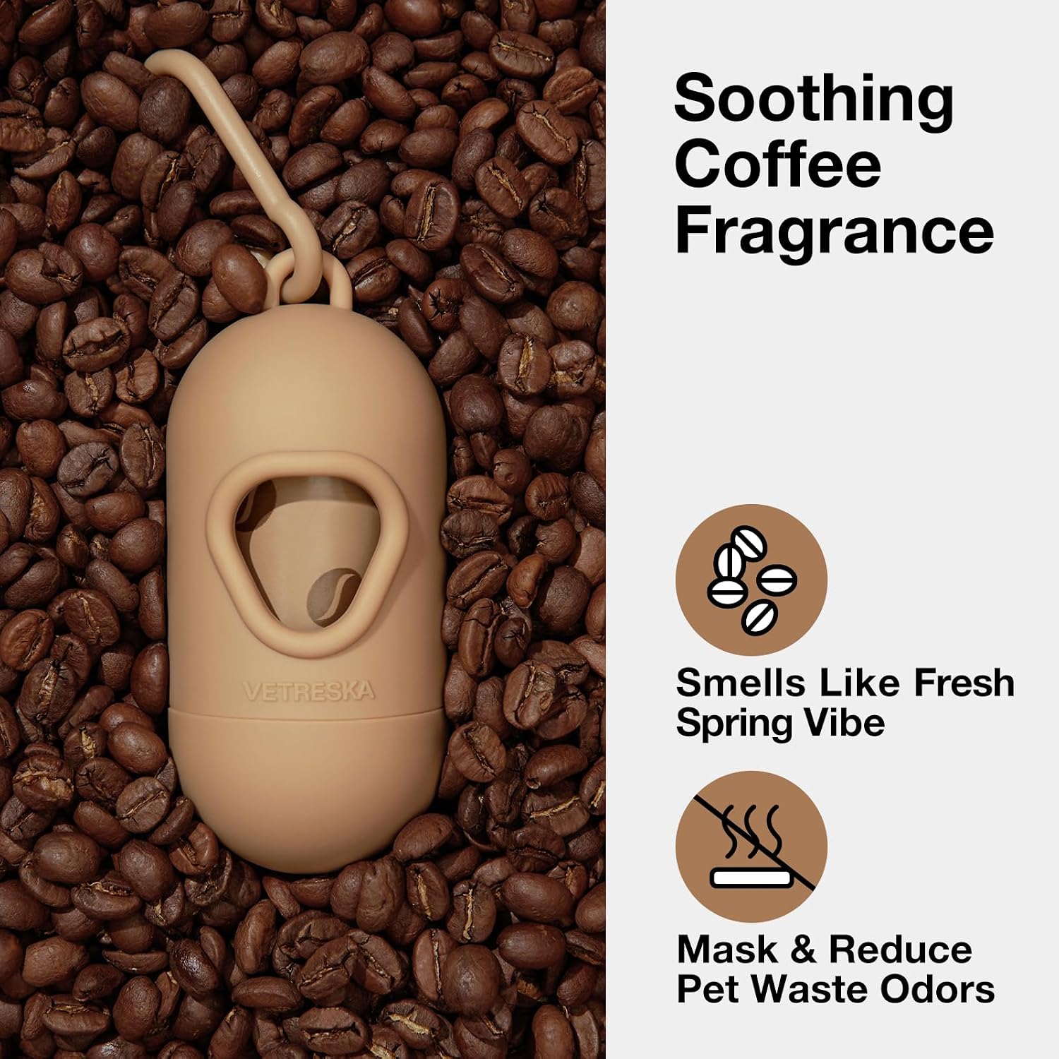 Odor blocking coffee scented cat and dog poop disposal bags demonstration.