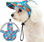 Dog Baseball Cap for Large Dog with Ear Holes Adjustable Drawstring UV Protection Outdoor Sun Hat Visor Sunbonnet Pet Summer Beach Hat Flower Hawaiian Flamingo Green L - Image 9