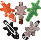 Eneston no stuffing squeaky dog toys five pack front view of animal shapes