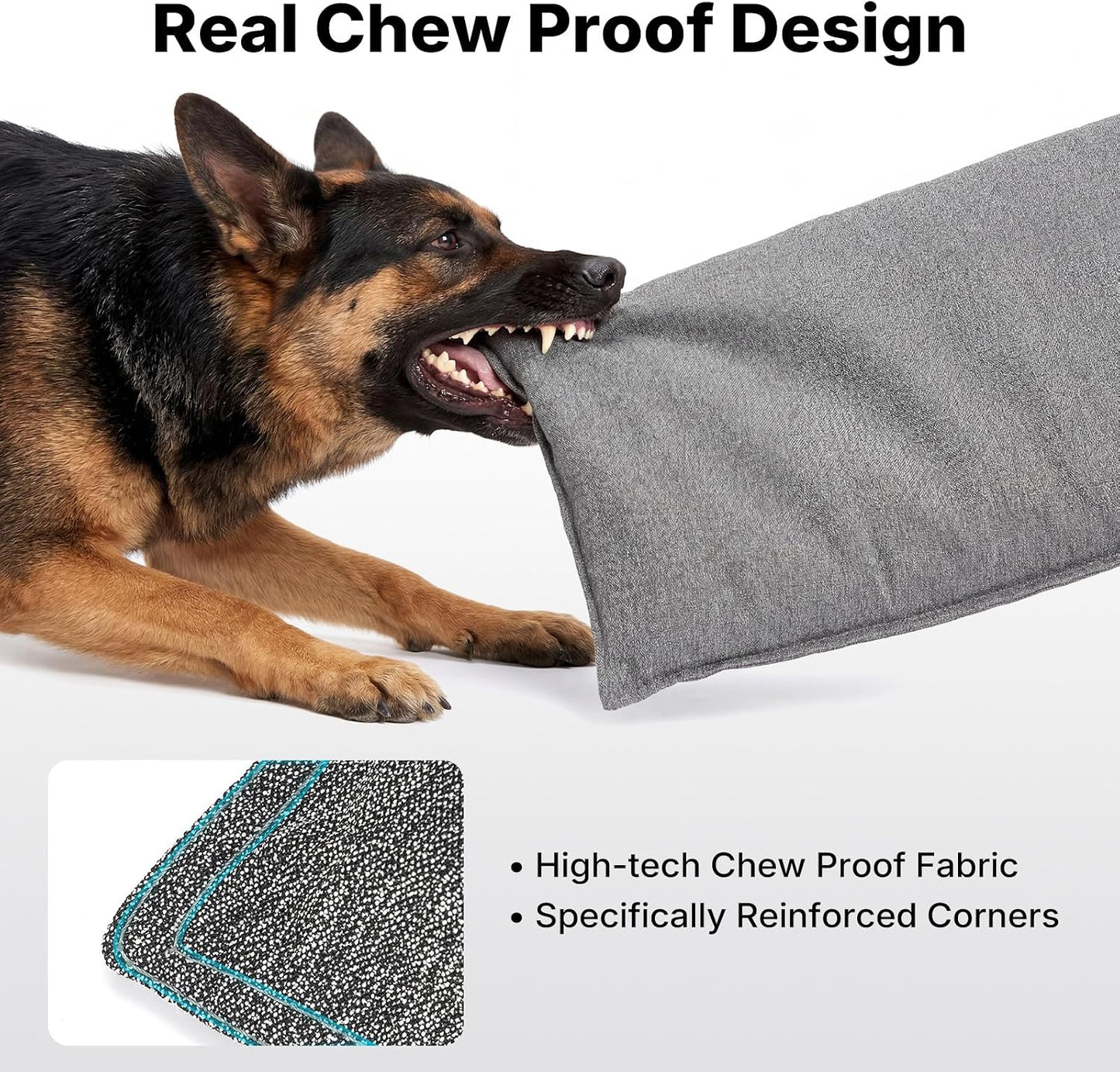 Close up of Veehoo reinforced corner stitching on dog bed