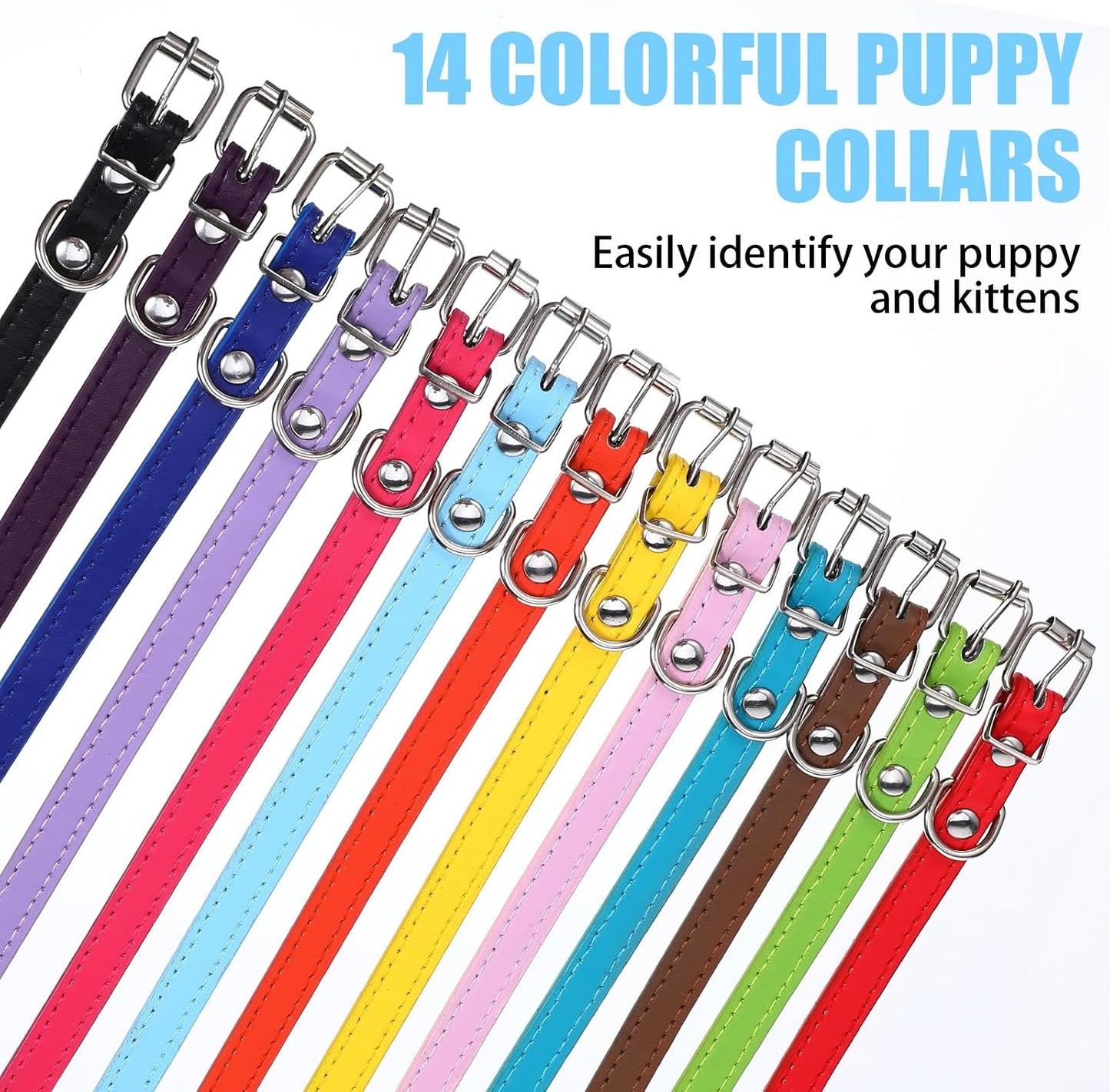 Different color options of the HOFURME identification collars for small and medium breed dogs
