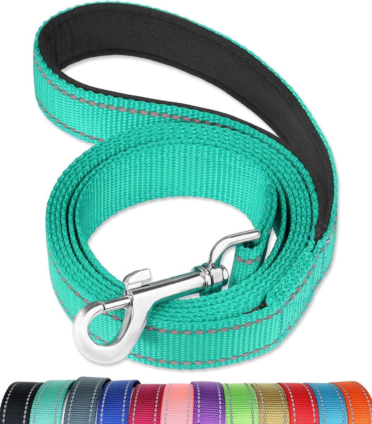 FunTags 6FT Red Reflective Dog Leash for Large & Medium Dogs Walking, Soft Padded Handle Comfortable Grip, Heavy Duty Nylon, Reflective for Night Walking, 1in Wide - Image 11