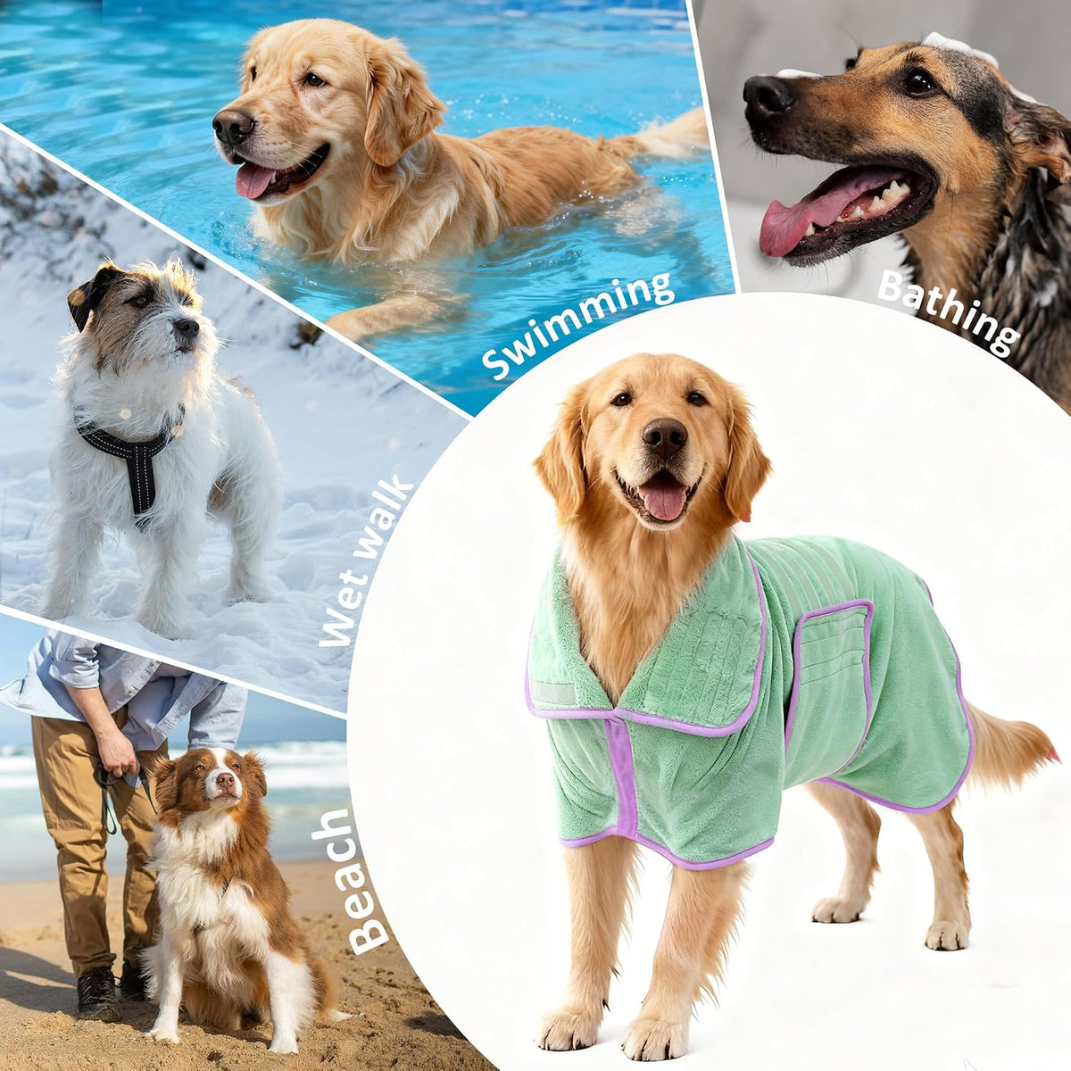 Packaging details of the premium USA imported microfiber pet bathrobe by YunniSea