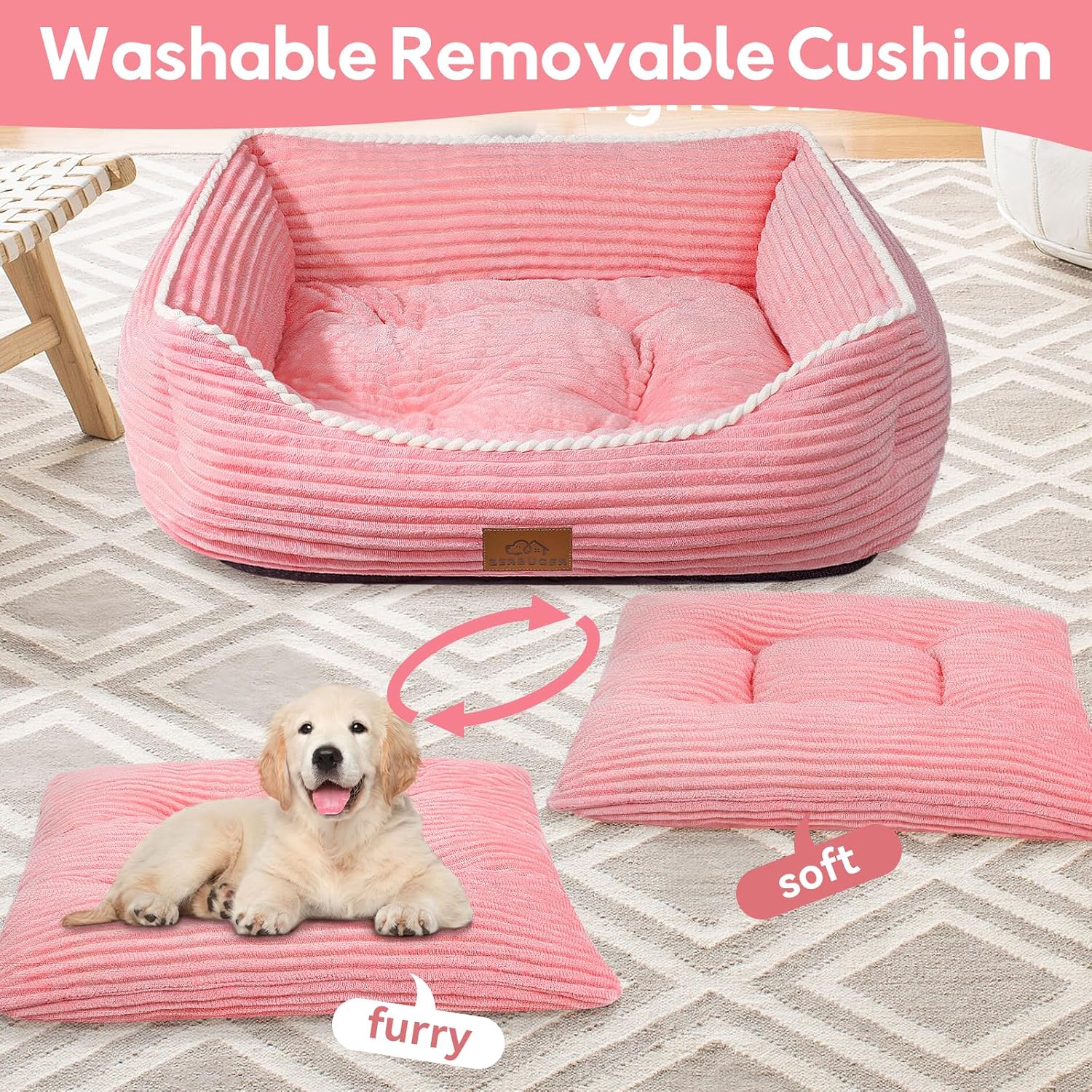Bottom view of Zerbuger dog bed featuring non-slip grip dots