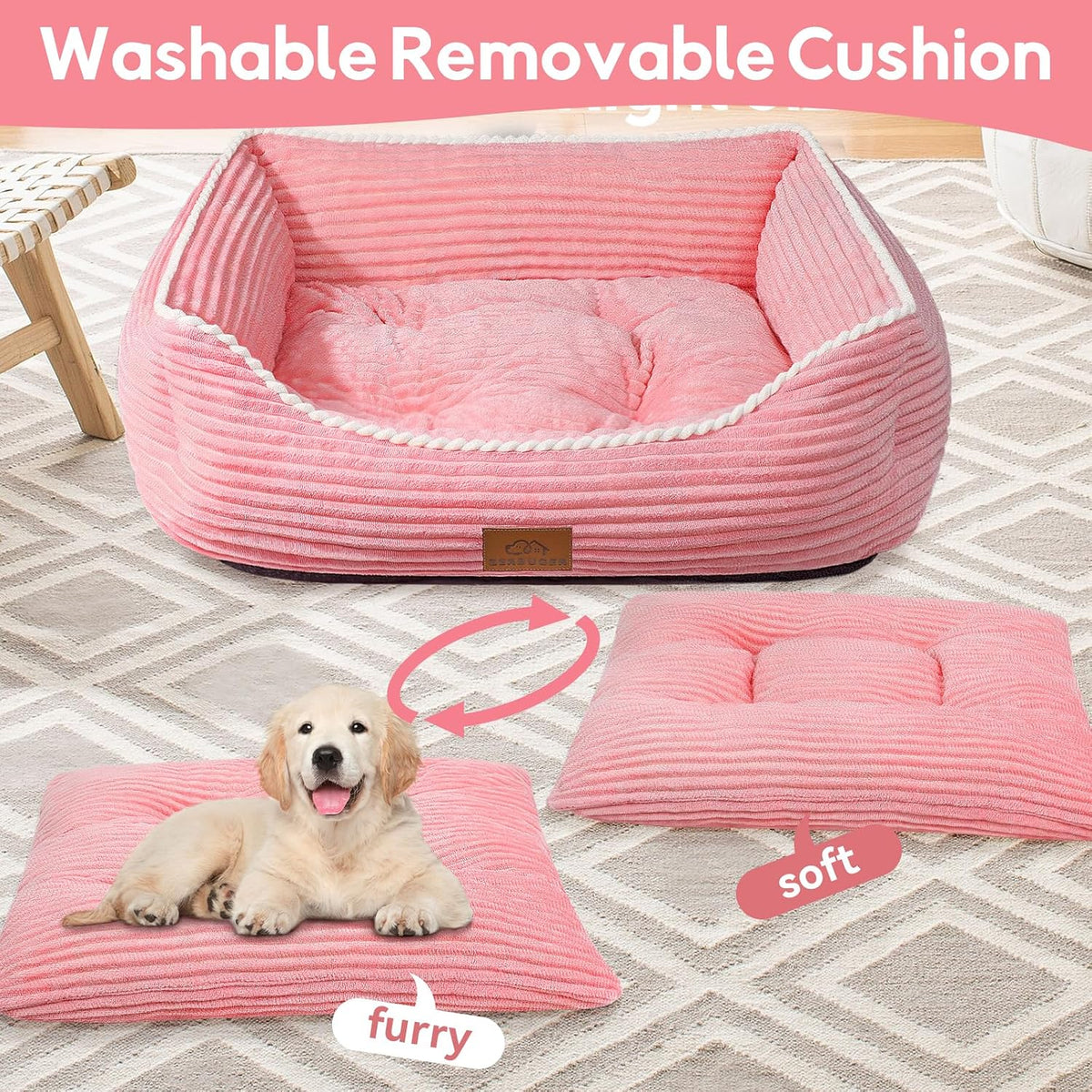 Bottom view of Zerbuger dog bed featuring non-slip grip dots