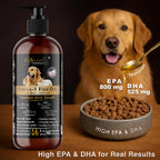 High potency wild caught pet liquid fish oil supplement nutritional facts panel.