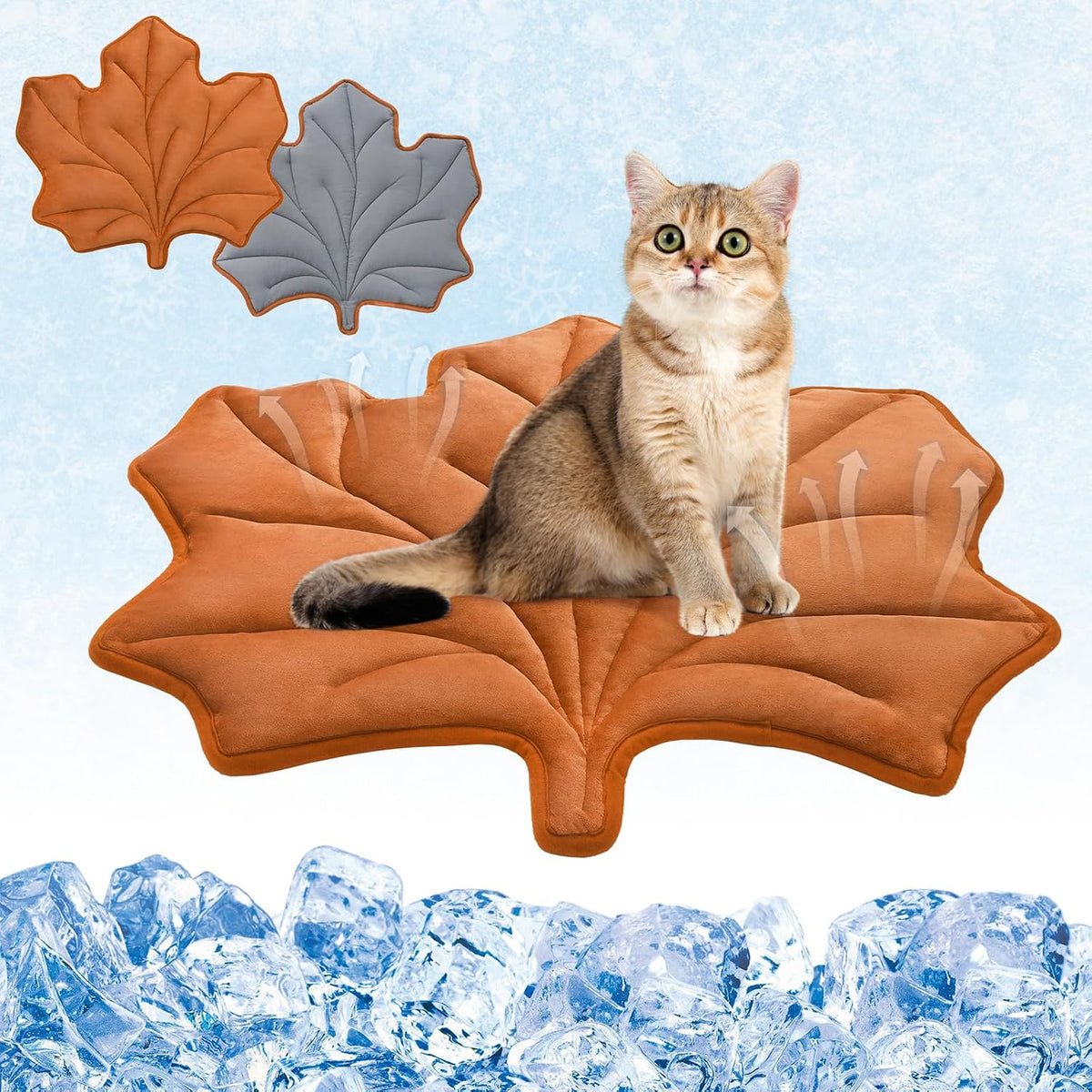 KOOLTAIL Cat Cooling Mat, Upgraded Two Sided Cooling Pad for Dogs Cats Puppy, Soft Summer Pet Sleeping Blanket Kennel to Keeping Cool, Washable Dog Mats for Crate Sofa Bed Outdoor Indoor, Leaf Shaped - Image 9