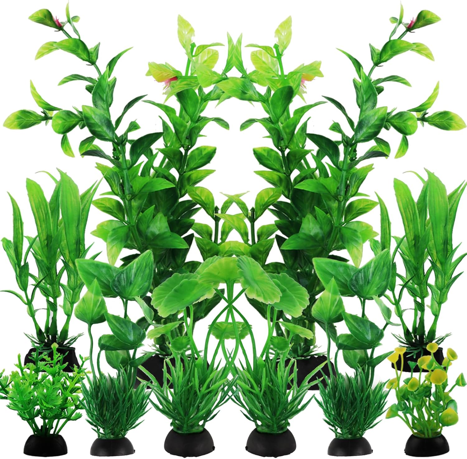 QUOZUO fish tank accessories aquarium decorations green plants front view in a freshwater aquarium.