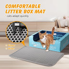 Waterproof backing of Ondware cat litter box mat protecting wooden flooring