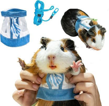 SMOLKITH Guinea Pig Clothes, Cavy Adjustable Green Floral Print Dress with Leash, Small Animal Apparel for Walking, Fits Fancy Rats, Meerkats, Marmot, Chinchillas, Rabbits and More - Image 12
