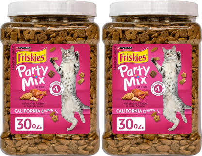 Purina Friskies Party Mix California CrunchwithChicken and Flavors of Turkey and BaconCat Treats - 30 oz Canister - Image 13