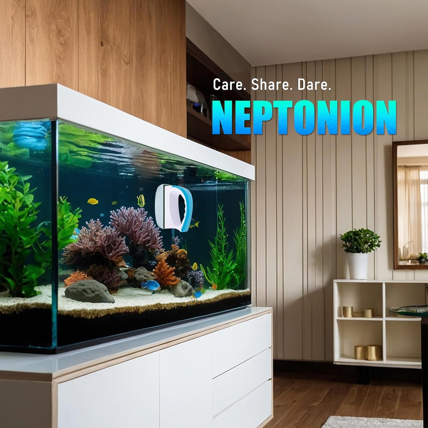 Strong magnetizing aquarium brush showing the durable micro hook fabric texture.