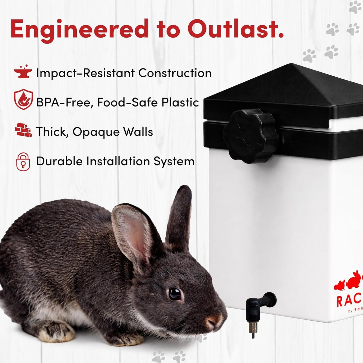 RentACoop 64oz (2 Liter) Small Animal Drinker with No-Drip Brass Nipple- Water Dispenser Suitable for Small Pets, Bunnies, Hamsters, Guinea Pigs, Rabbits, Chinchillas, Gerbil, Mice and Rats - Image 4