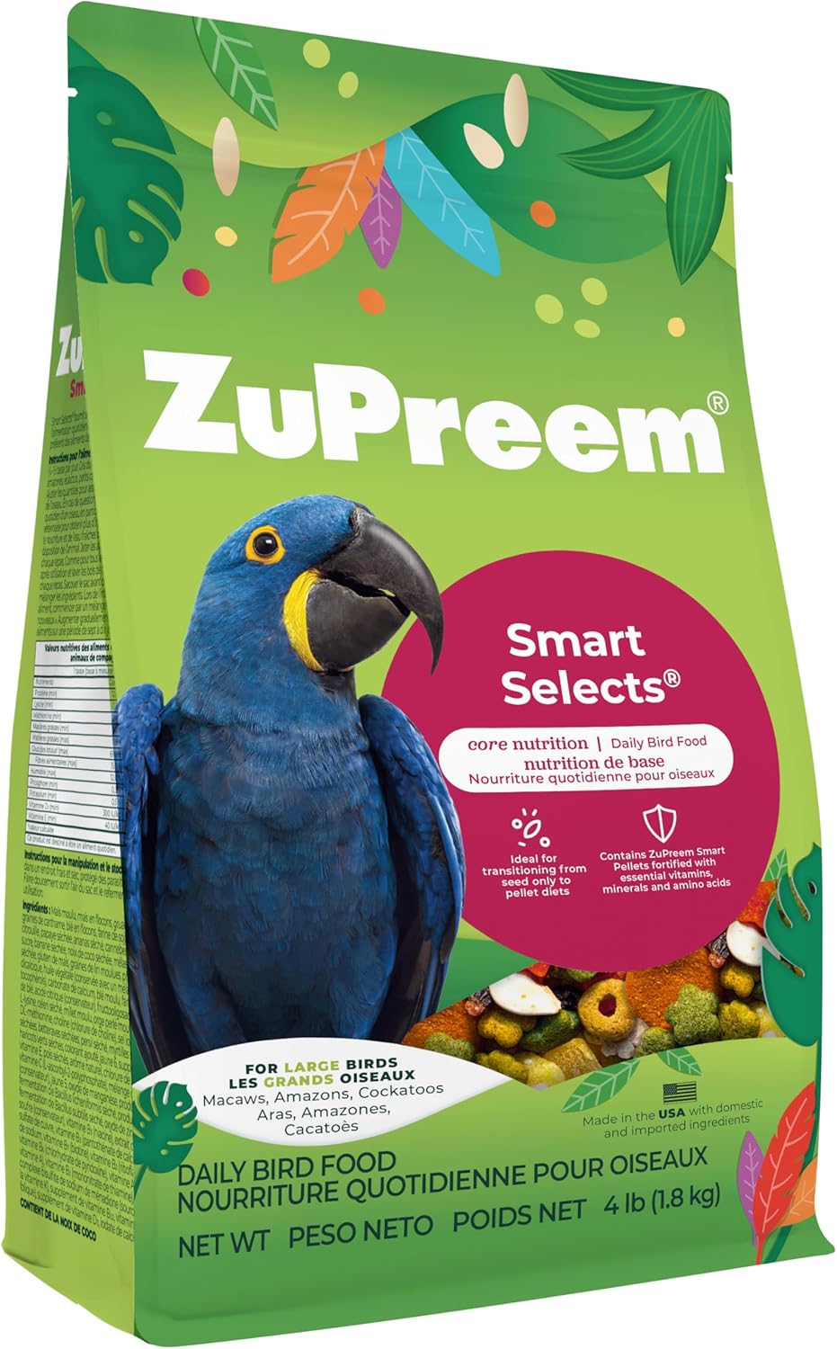 ZuPreem FruitBlend Bird Pellets, Daily Bird Food for Amazon, Cockatoo, Macaw, Core Nutrition for Large Birds, Made in USA, Pellets for Large Birds, Macaw Food (L, 3.5 lbs) - Image 13