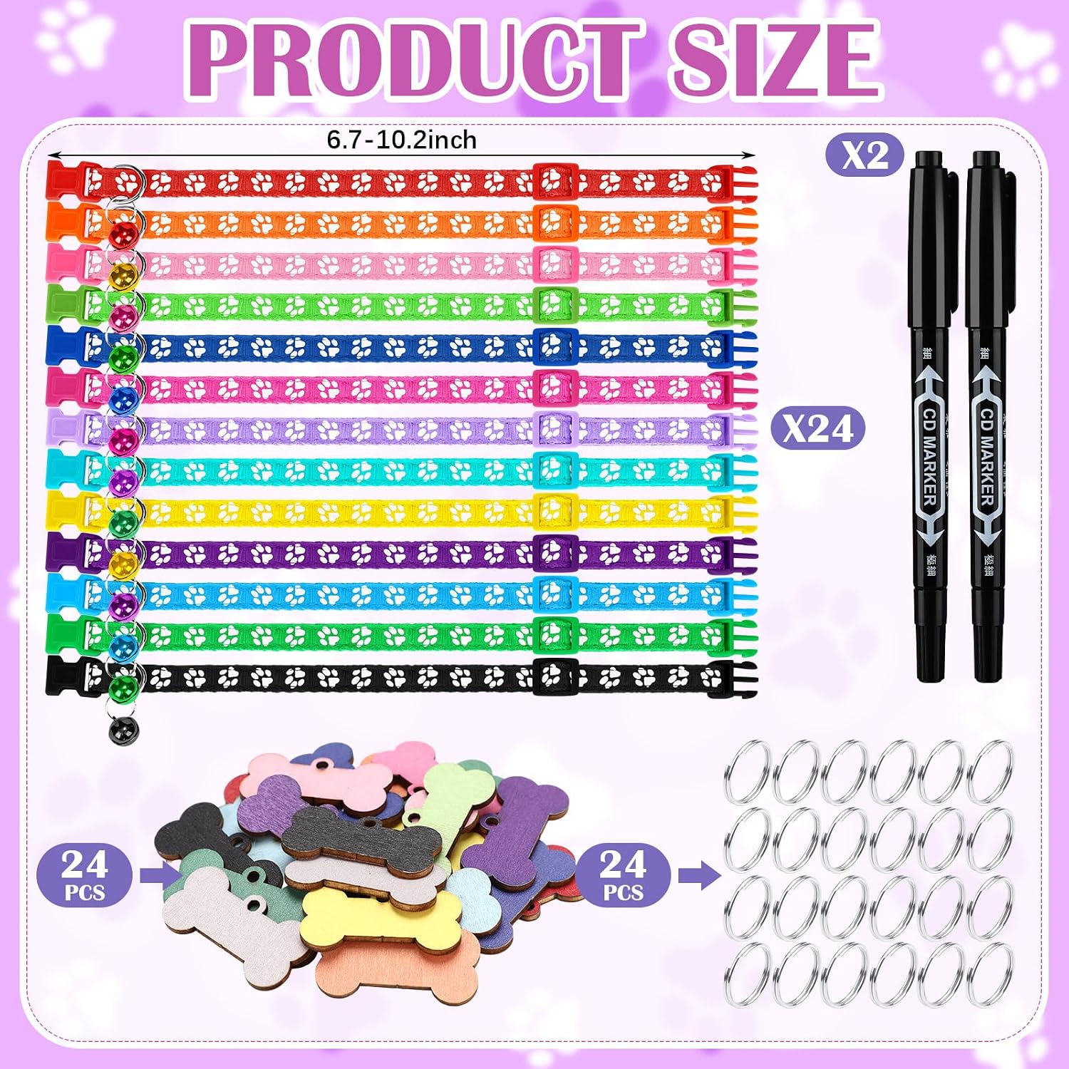 Customizable pet adoption identification certificates with writing pens included in the kit.