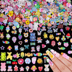 EditTime 250 Pieces Kawaii 3D Candy Nail Charms Kit front view showing colorful resin pieces