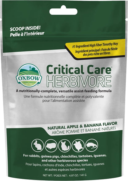 Oxbow Critical Care Herbivore, Emergency Guinea Pig Food, Rabbit Food for Recovery, Natural Apple Banana Flavor, Critical Care for Guinea Pig Emergency Kit, Made in USA, 141 Grams - Image 1