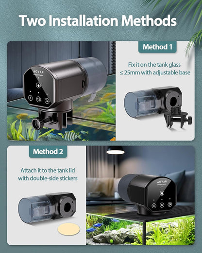 Aoyar automatic aquarium feeder double sided sticker mounting method
