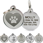 Backside laser engraved text on stainless steel pet tag
