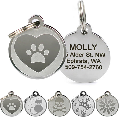 GoTags durable laser engraved cat safety tag attached to a collar
