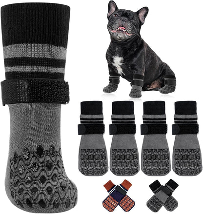 Kuoser Non Slip Dog Socks for Hardwood Floors, 4Pack Anti-Slip Dog Grippy Socks to Prevent Licking Paws, Dogs Booties Paw Protectors with Double-Sided Traction for Small Medium Large Senior Dogs, XS - Image 9
