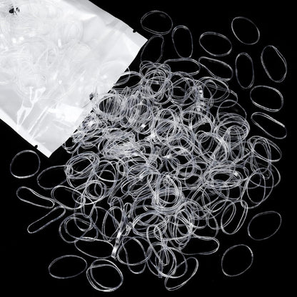 Teenitor clear hair elastics front view of packaging showcasing three hundred transparent rubber bands