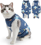 SlowTon Cat Recovery Suit - Cat Onesie for Cats After Surgery Female Male, Kitten Clothes Cats Surgical Spay Suit Abdominal Wounds, E-Collar Alternative Bodysuit Shirt Anti-Licking (Blue Flower,M) - Image 15
