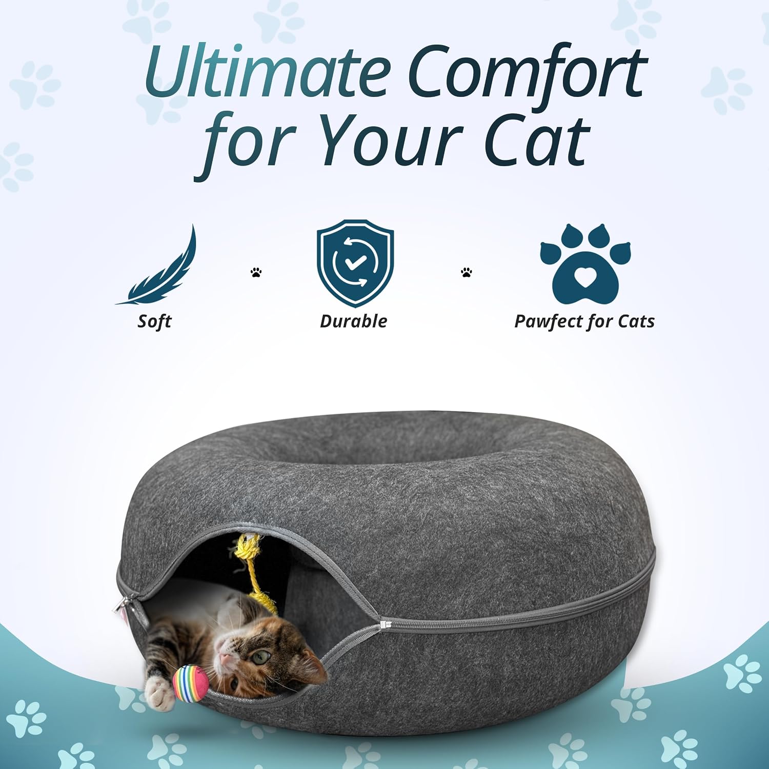Detachable zipper design on Meow Mates cat cave