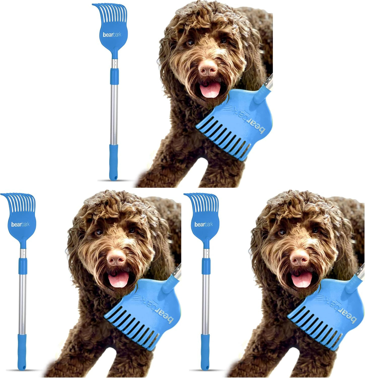 Authentic Bearback dog scratcher packaging highlighting the ergonomic premium handle for pet lovers.