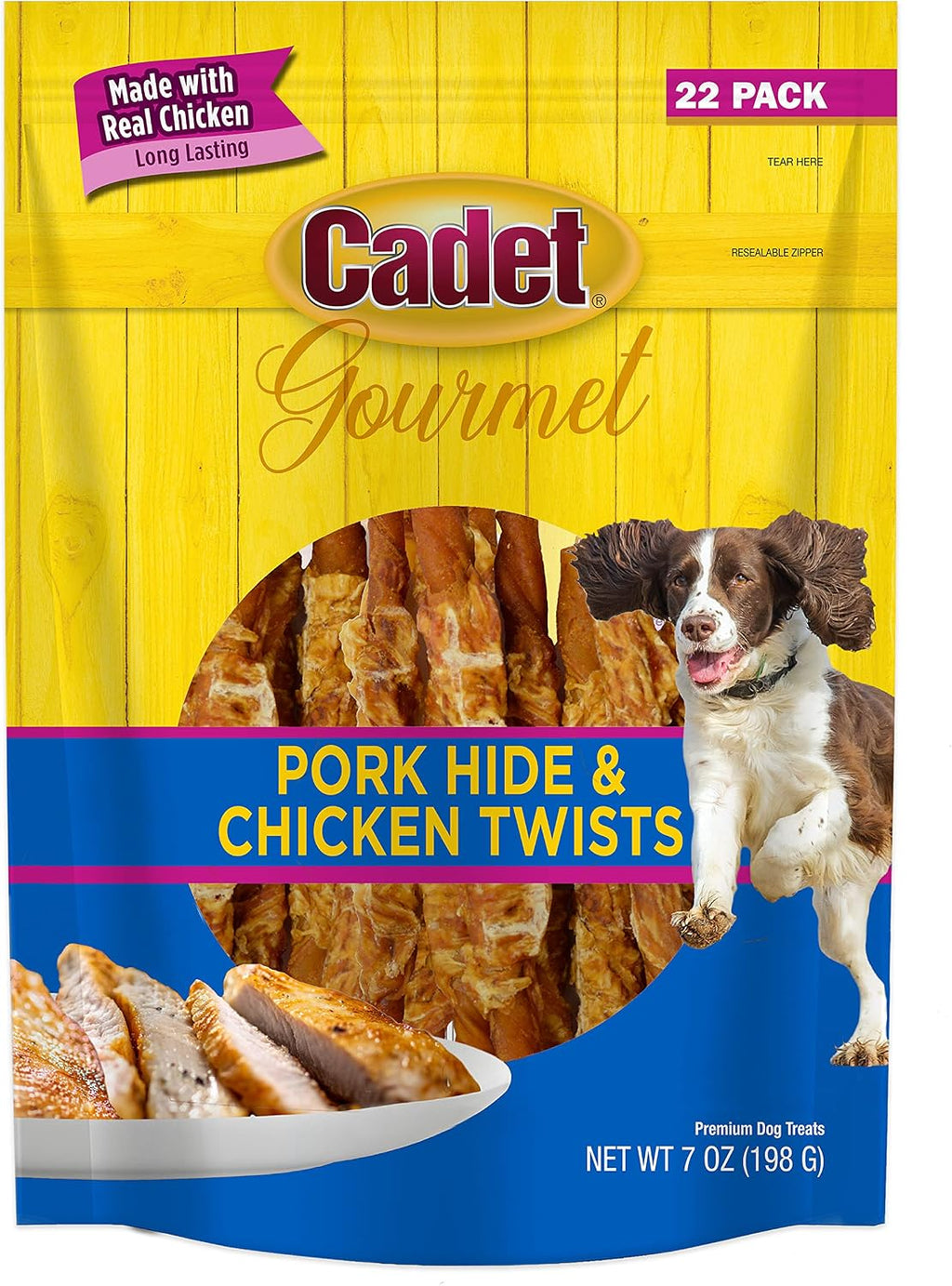 Cadet Gourmet 5-Inch Beef Hide Twist Chew Sticks, Long-Lasting and Natural Rawhide Chews for Dogs, Inspected & Tested in USA, Chicken Flavor, 50 Count - Image 12