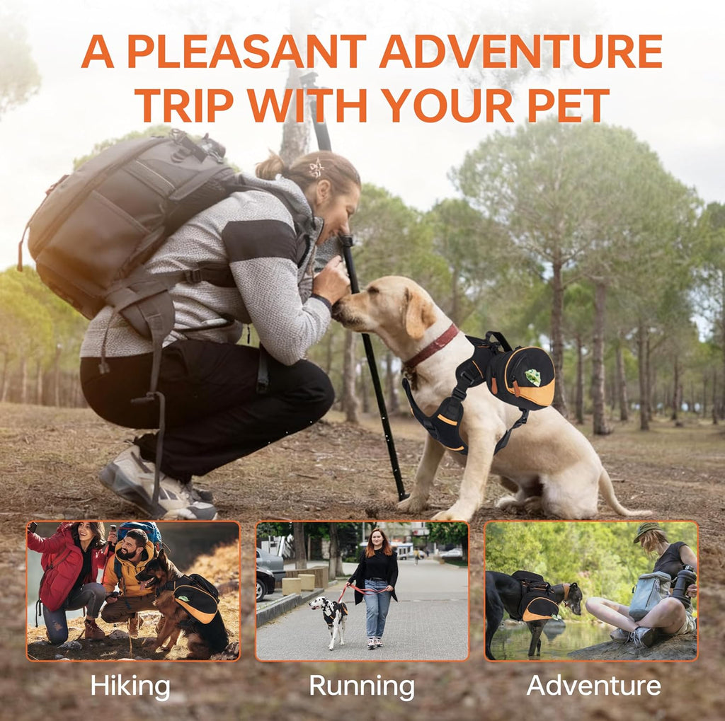 Moysoon black and orange high visibility pet gear side view.