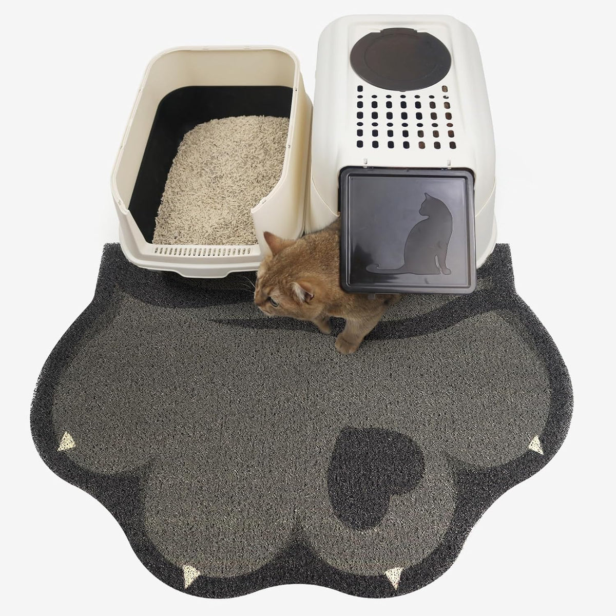 Cute Cat Litter Mat 24"x16", Litter Box Mat, Litter Trapping Mat, Soft on Kitty Paws, Easy Clean, Anti Slip, Pet Accessories, Door Floor mats - Grey Pink - Image 14