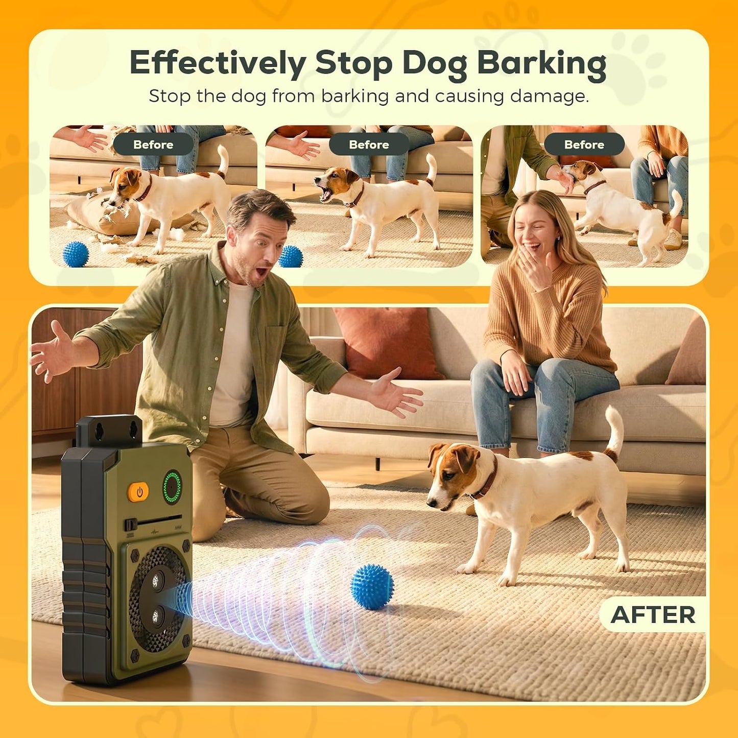 Side profile of Pipuxi 50ft range bark deterrent device
