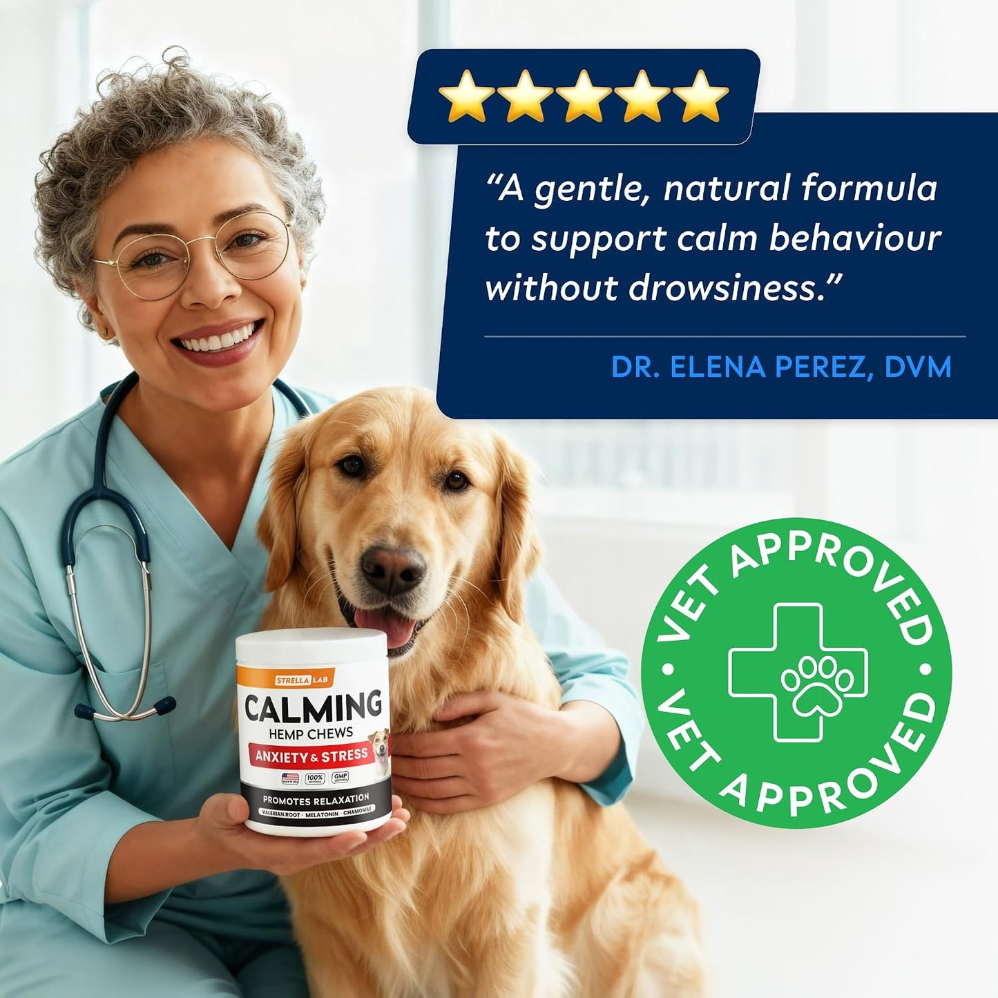 Authentic StrellaLab pet behavior support supplements from USA