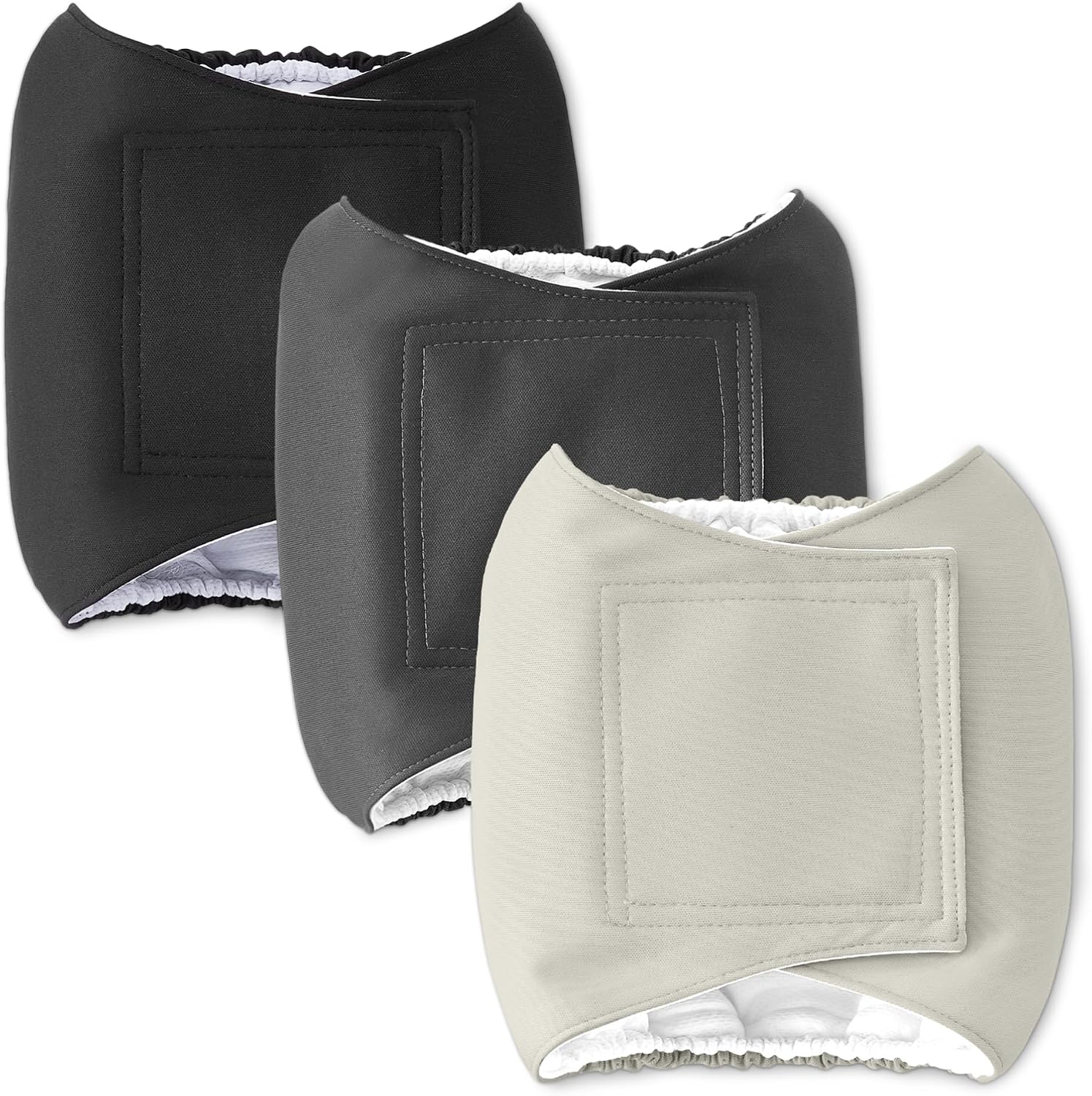Amazon Basics Washable Reusable Male Dog Belly Band Diapers, Highly Absorbent with Sewn-in Pad, XS (11-13 Inch Waist), Black, Grey, Silver, 3-Pack - Image 9