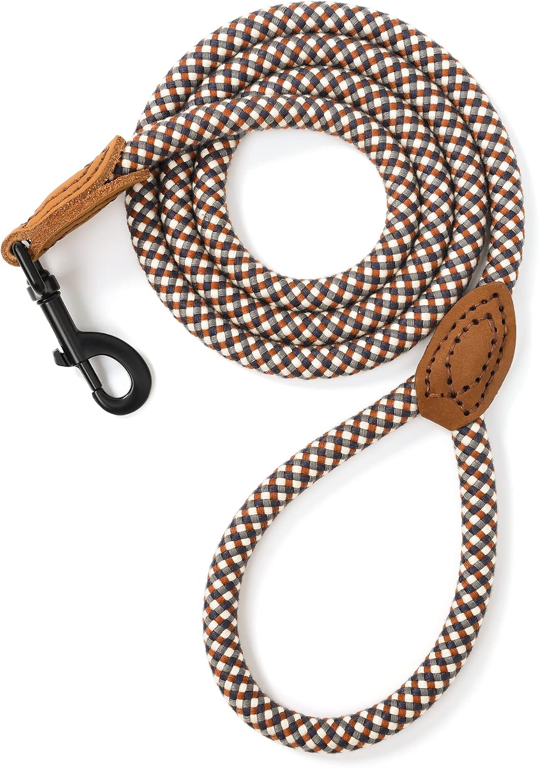 Mile High Life mountain climbing rope dog leash front view in brown color.