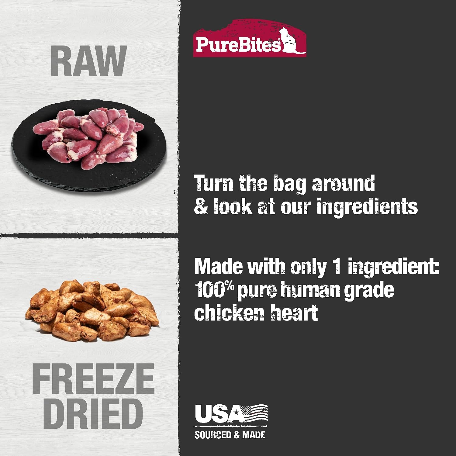 High protein freeze dried chicken heart treats for cats