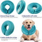 Light blue dog recovery donut neck collar soft alternative after surgery