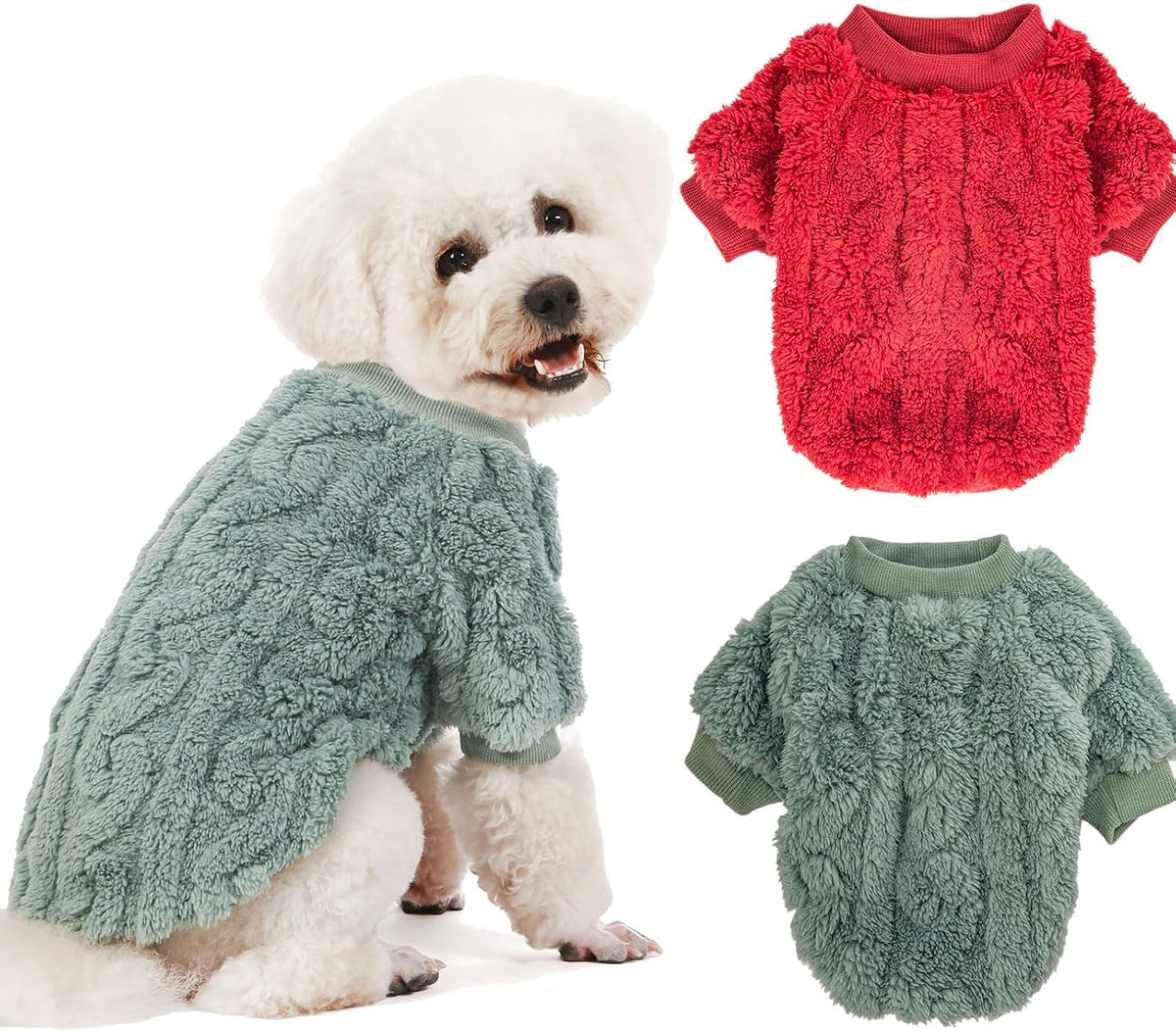 Dog Sweater, 3 Pack Dog Sweaters for Small Dogs or Cats, Girl or Boy, Warm Dog Clothes Shirt Coat for Winter Christmas (Blue, Dark Blue, Grey, Medium) - Image 12