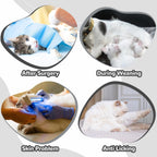 Cat abdominal wound cover onesie with striped ribbed cuffs