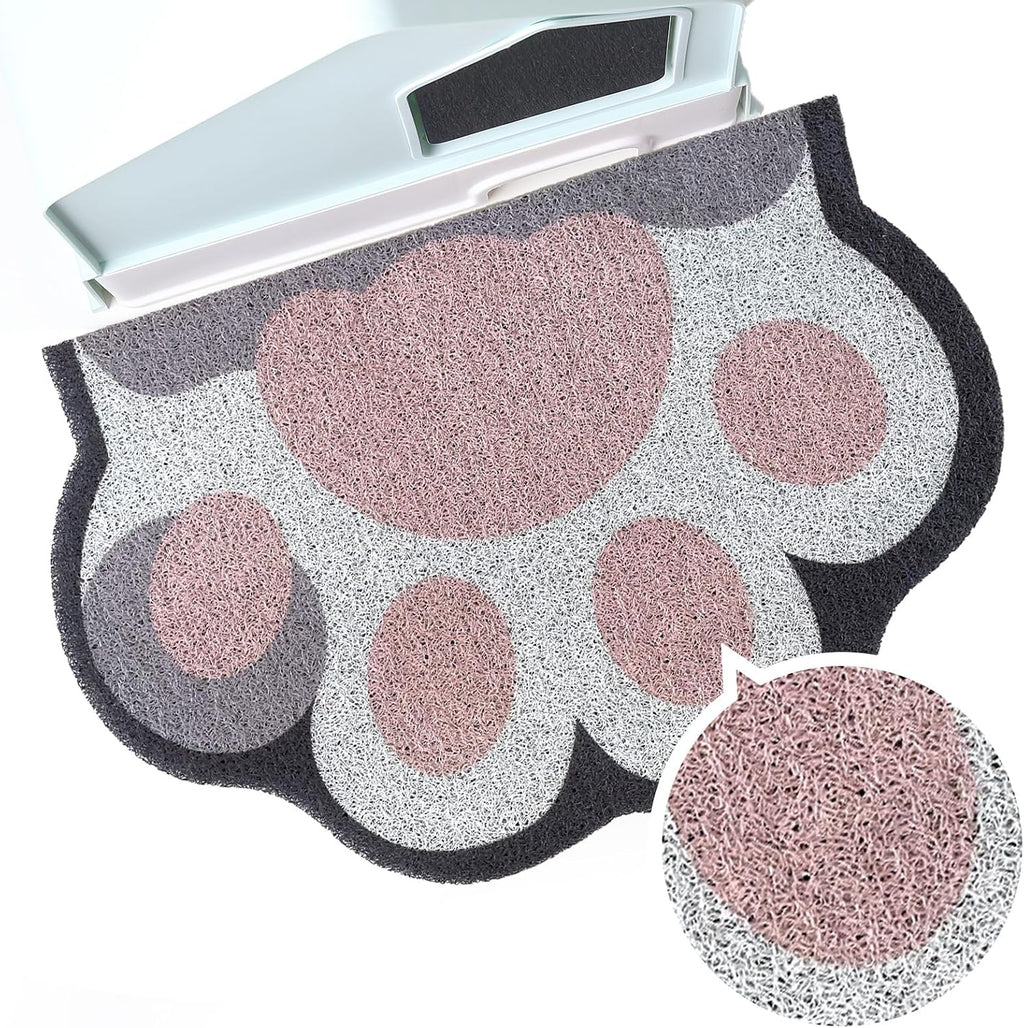 Cute Cat Litter Mat 24"x16", Litter Box Mat, Litter Trapping Mat, Soft on Kitty Paws, Easy Clean, Anti Slip, Pet Accessories, Door Floor mats - Grey Pink - Image 12