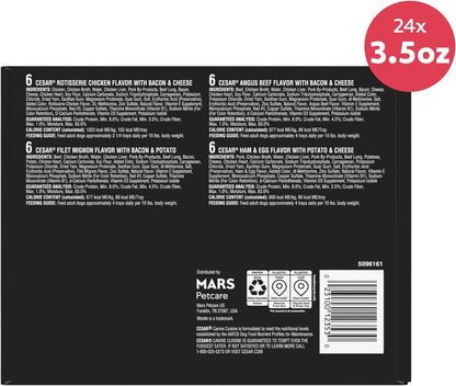 Cesar Loaf in Sauce Wet Dog Food Rotisserie Chicken, Filet Mignon, Angus Beef, and Ham & Egg Flavors Variety Pack, 3.5 oz. Easy Peel Trays (24 Count, Pack of 1) - Image 10