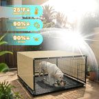 ShadeMart black high density polyethylene mesh tarp installed as a garden sunblock net