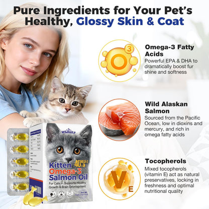 Planopaws wild salmon oil for cats twist off softgel capsules close up