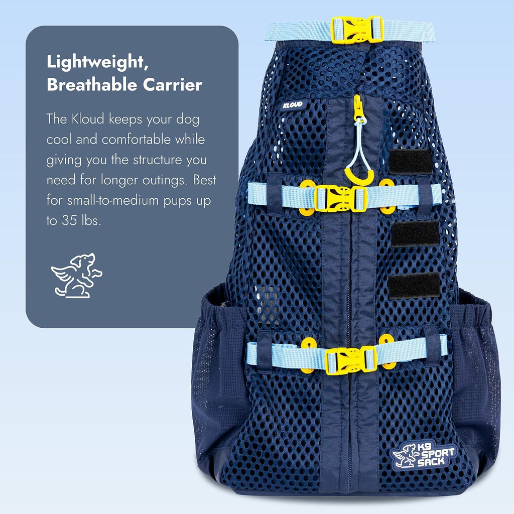 Side view of K9 Sport Sack Kloud premium ventilated dog travel backpack in India